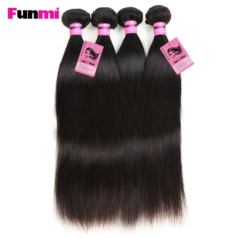 Funmi индийские виргинские волосы с фронтальным кружевом 4 шт прямые пучки 13x4 дюйма - Фото №1