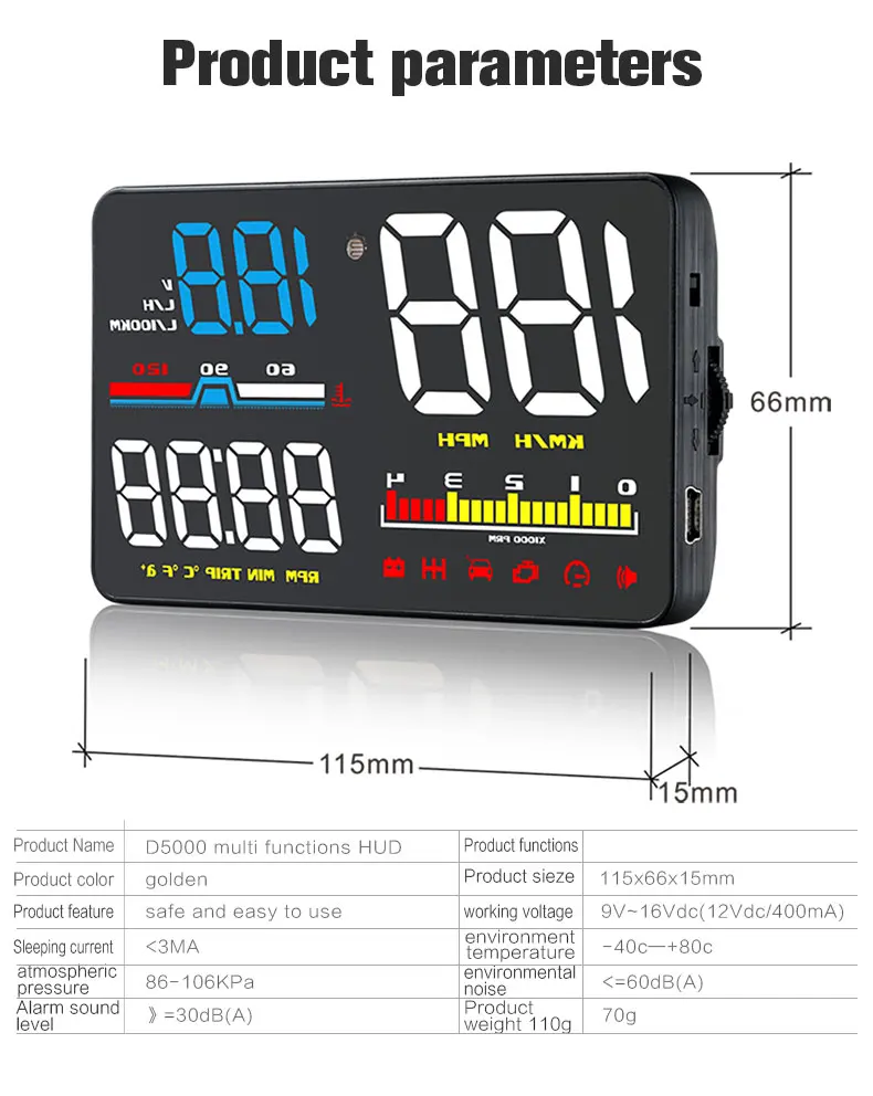 GEYIREN D5000 дисплей на лобовое стекло OBD пленка умный дисплей Спидометр температура Автомобильная электроника проектор скорости на лобовое стекло