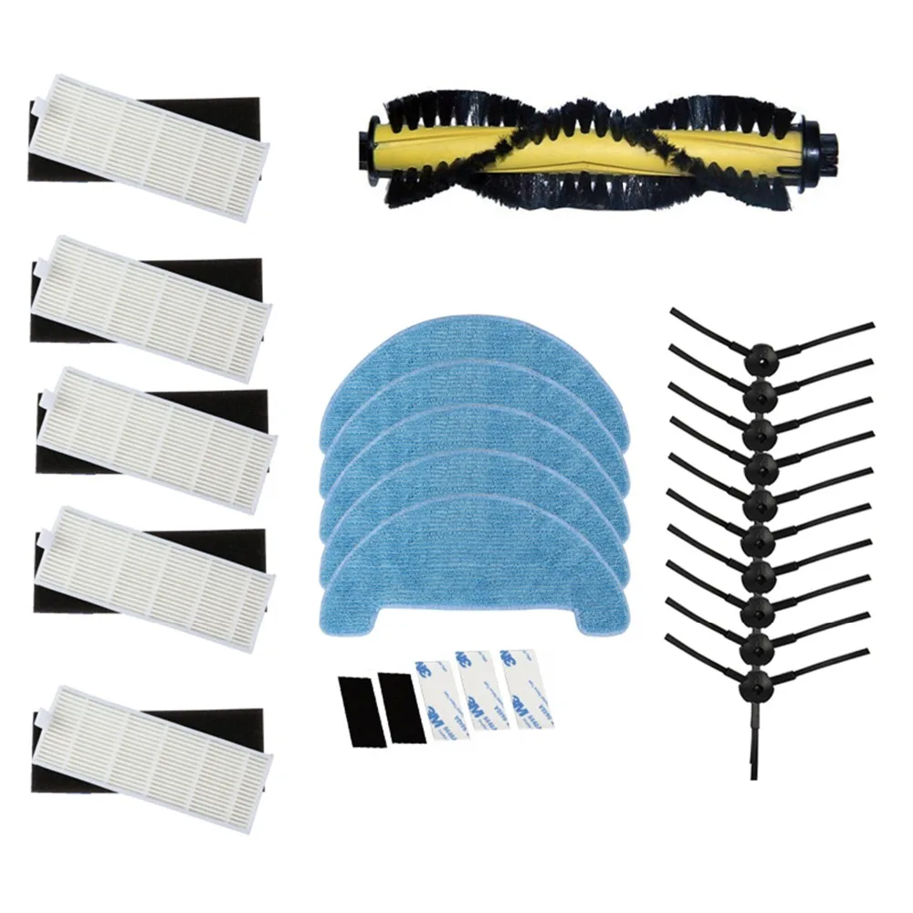 

1*Main Brush+5*Filter+5*Sponge+10*Side Brush+5*Mop Cloth+5*magic paste for ILIFE A4 Robot Vacuum Cleaner Parts chuwi ilife a4 T4