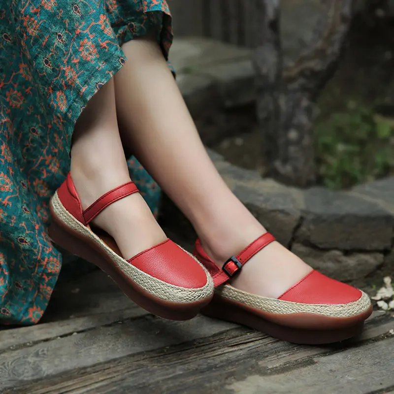 

Original Retro Handmade Leather Mary Janes Women Pumps Elegant Muffin Thick Bottom Female Shoes Round Head Woman Platform Shoes