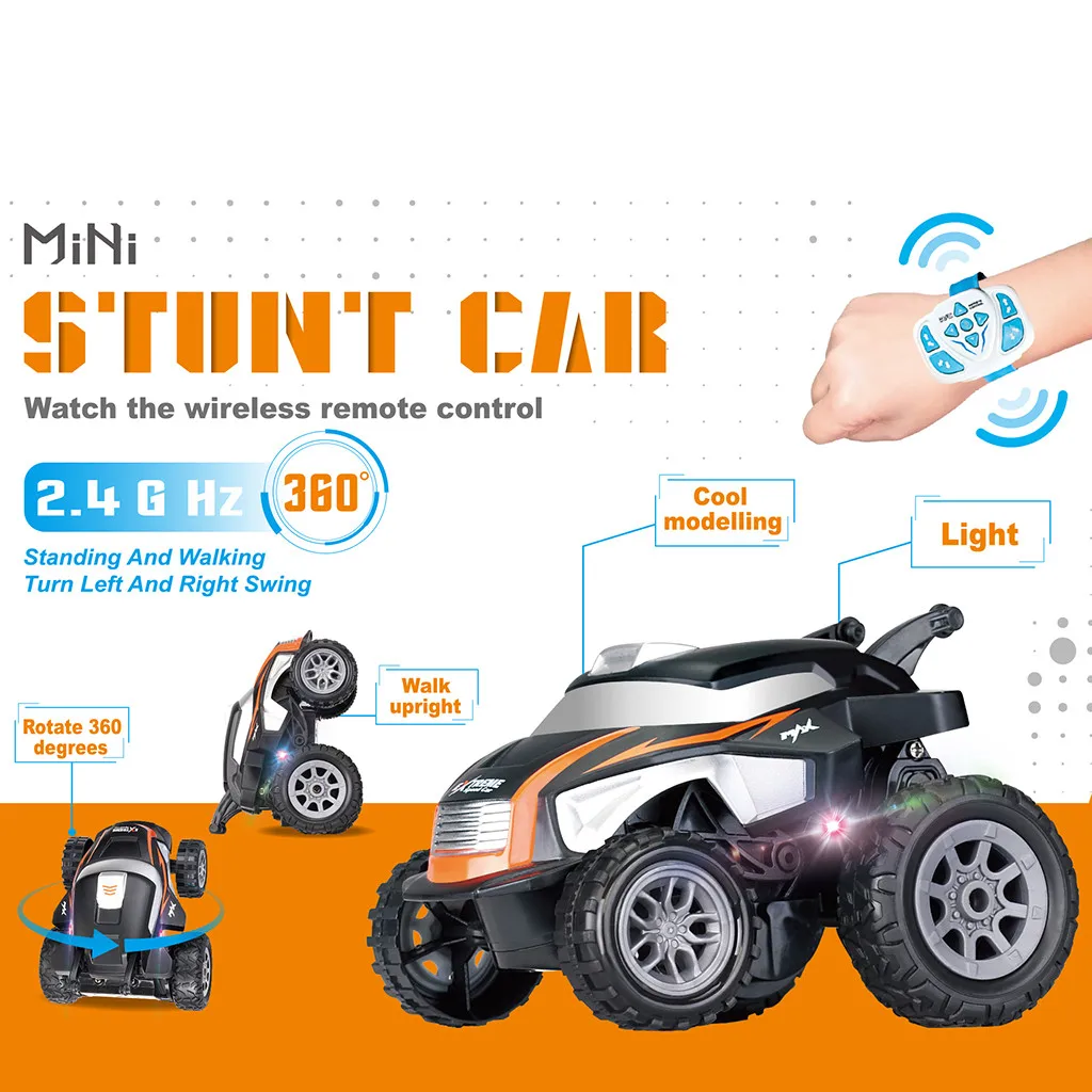 

Wireless RC Auto 2.4G Tumbling Stunt Dump Truck Watch Remote Control Stunt Car #$
