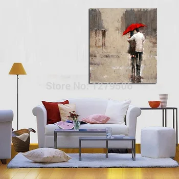 

Fashion art 100% Handpainted Canvas Oil Paintings lovers Walk impressionist Oil Painting for living room bedroom Home Decoration