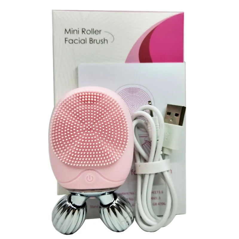 Mini usb Rechargeable Face Lifting Skin Tightening Roller Massager Electric Silicone Facial Cleanser Brush | Красота и здоровье