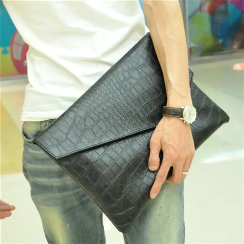 

New Korean version of the trend of men's crocodile pattern bag business A4 file bags envelope bag hand bag men Day Clutches