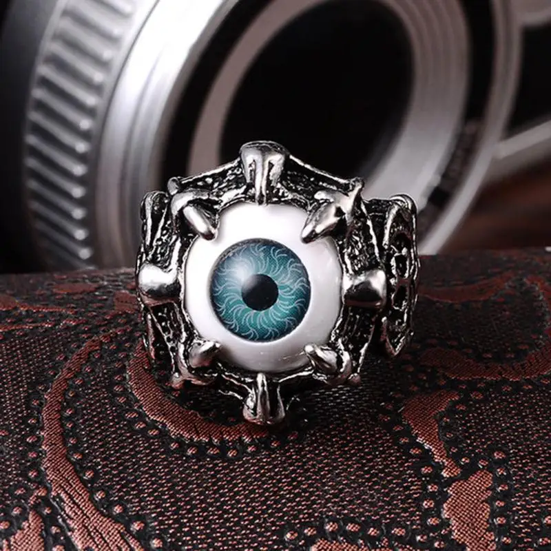 

Men's Vintage Dragon Claw Evil Eye Skull Ring Stainless Steel Biker Ring Devil Eyeball Halloween Party Props Men Jewelry