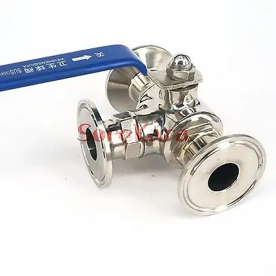 

1" 25mm 304 Stainless Steel 1.5" Tri Clamp Sanitary 3 Way T port Ball Valve Ferrule Type For Homebrew Diary Product