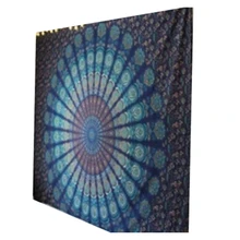 Синий Индейская мандала Twin гобелен, хиппи гобелены, Boho гобелен, на стене, психоделический гобелен-Размеры один Размеры: Twin