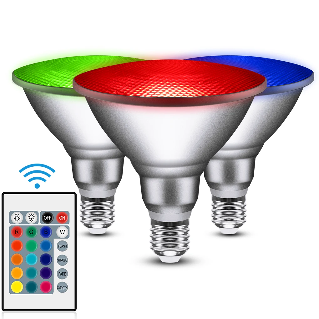 PAR30 RGBW 13 Вт Цвет Изменение diсветодио дный mmable Светодиодная лампа с дистанционное управление водостойкие Крытый прожектор