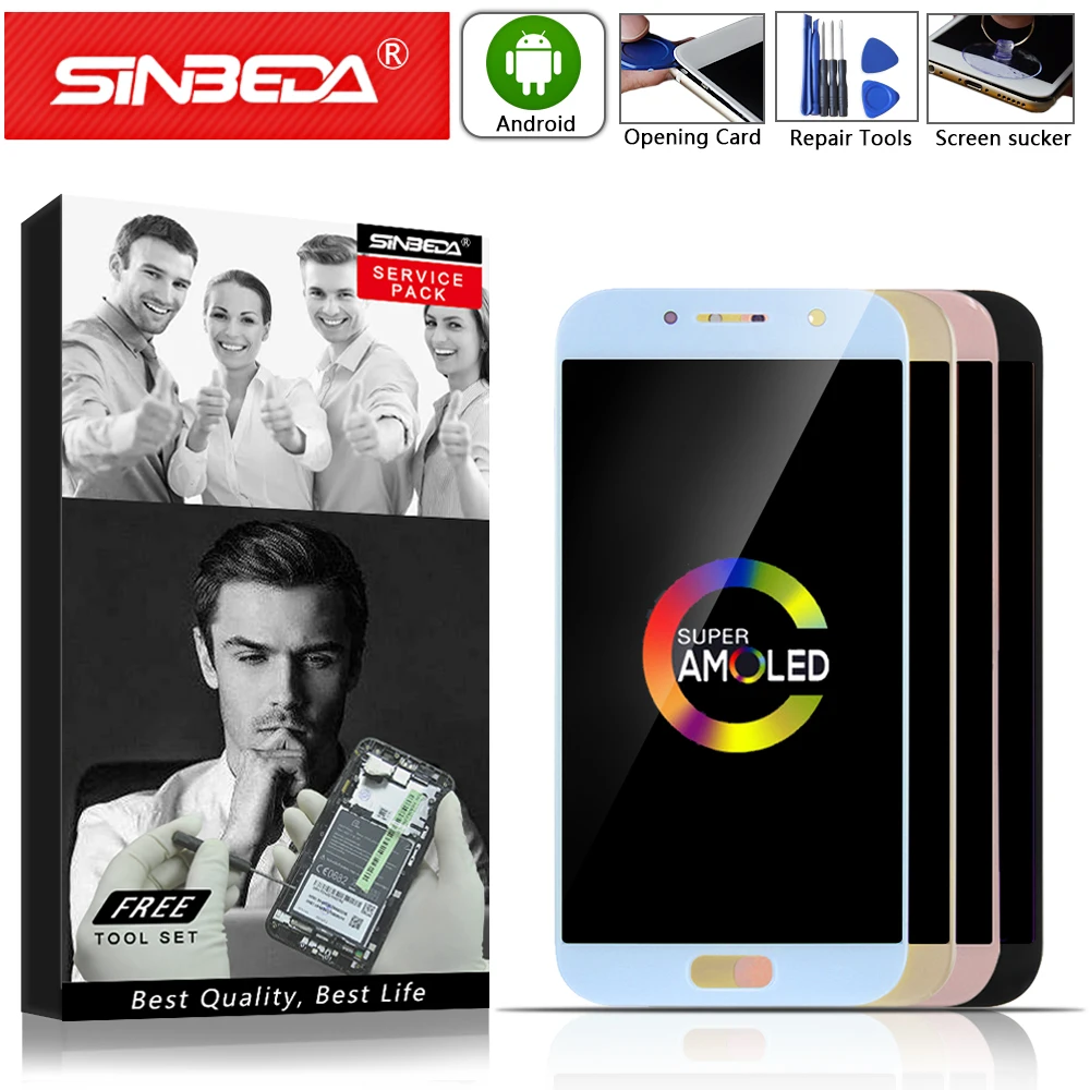 

5.2"Sinbeda AMOLED For SAMSUNG Galaxy A5 2017 LCD Display Touch Screen Assembly For SAMSUNG A520 LCD A520F A520M A520 Display @