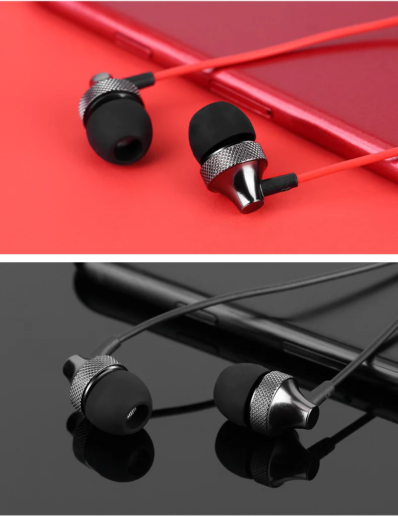Duszake металлические наушники в ухо проводные наушники 3,5 мм тяжелый бас звук Спортивная гарнитура для iPhone Xiaomi наушники для телефона с микрофоном