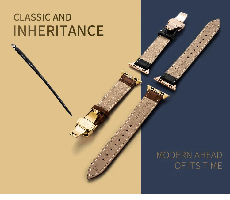 Кожаный ремешок для Apple watch band 4/3 42 мм 38 мм Iwatch band 44 мм 40 мм браслет из натуральной кожи часы с пряжкой в виде бабочки