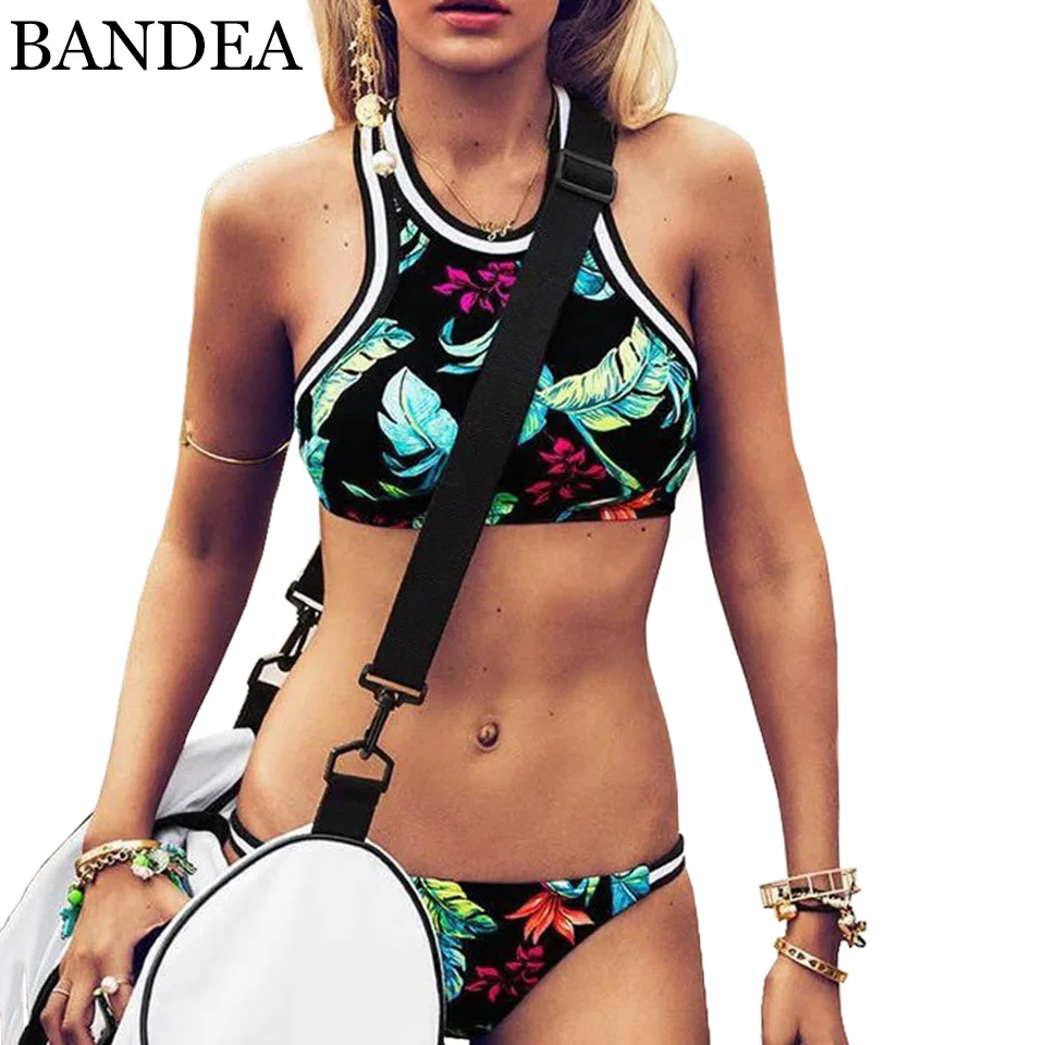 BANDEA 2017 новый купальники Спорт купальник женщины бикини сексуальный высокая шея бикини устанавливает купальники урожай летом пляж бикини женщин 