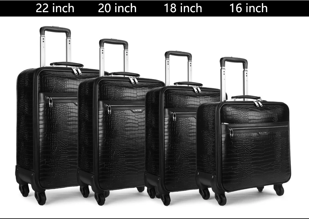 Carrylove 1" 18" 2" дюймов черный кожаный чемодан на колесиках, сумка для ручной клади для бизнеса