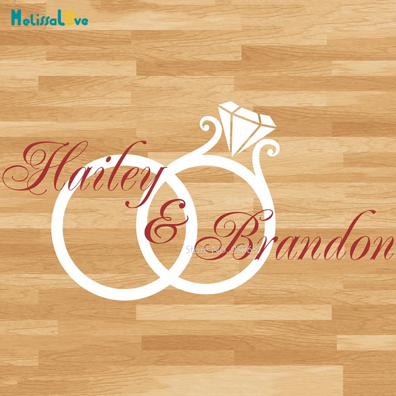 Personalized Wedding Floor Stickers Diamond Ring Decor Removable