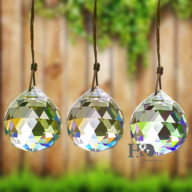 H&d 2pcs Suncatcher Prism Ball 2 Inch Hanging Crystal Prism Faceted