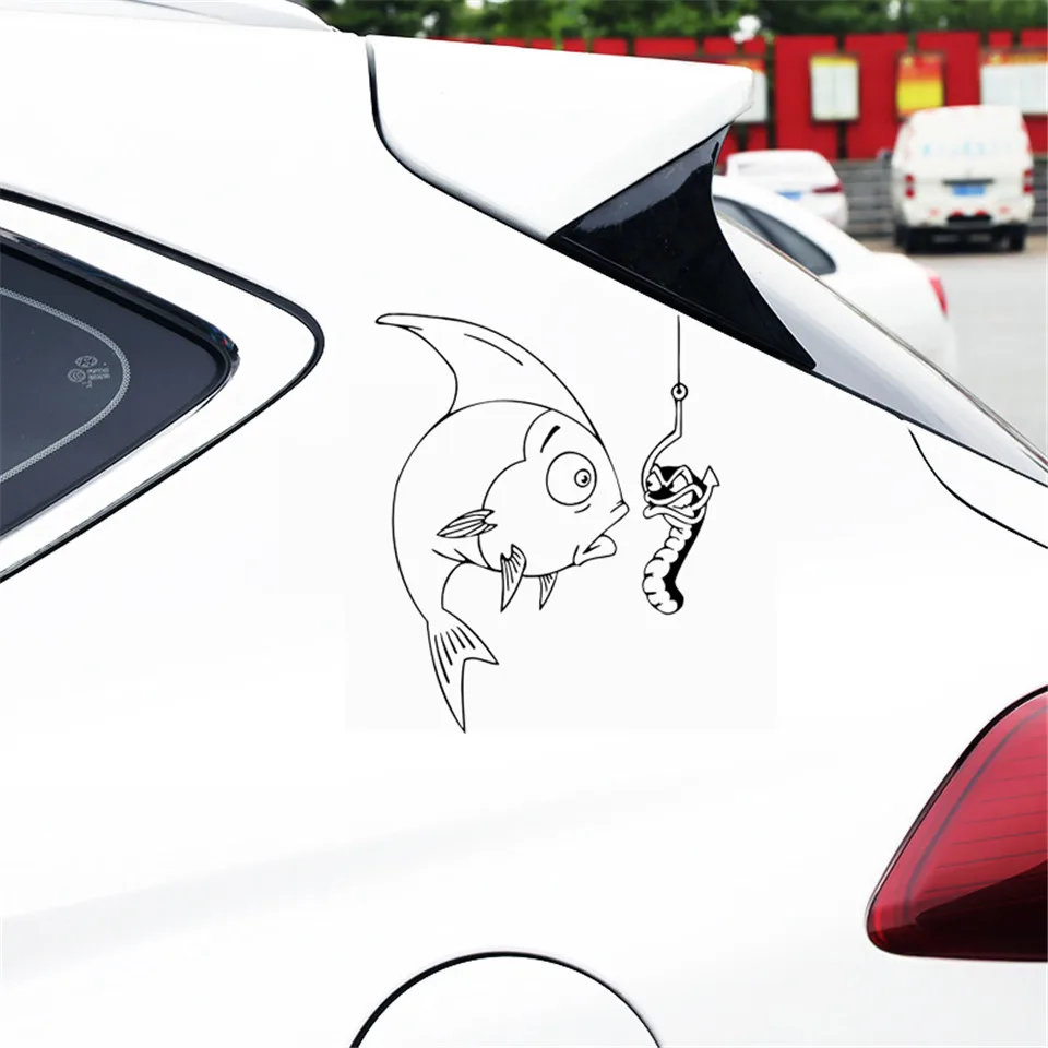 12.715.5CM Fishing Club Fish Funny Car Decal Vinyl Stickers Creative Cartoon Car Sticker  (4)