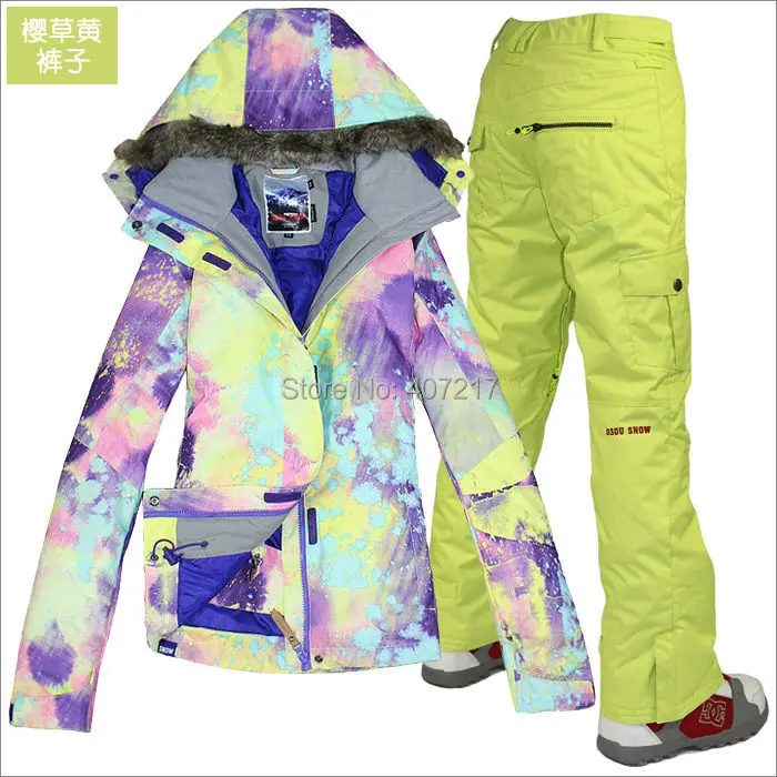 Tuta da sci Dames saldi donna viola | Rosa | Giacca da snowboard blu chiaro  e pantaloni azzurri Set abbigliamento da neve abbigliamento da sci  impermeabile 10K|wear|wear fabricwear towel - AliExpress