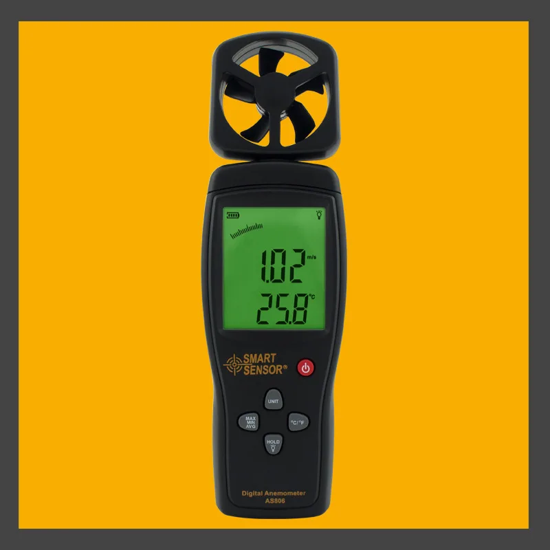 Smart Sensor Digital anemometer AS806 0-45M/S wind speed sensor hand-held Anemometer Thermometer air meter |