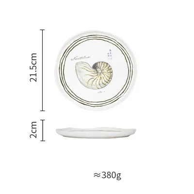 8,5 дюймов морская керамическая обеденная тарелка для домашнего использования контейнер для еды круглая морская звезда коралл с принтом десерты и тарелки волнистый край - Цвет: D