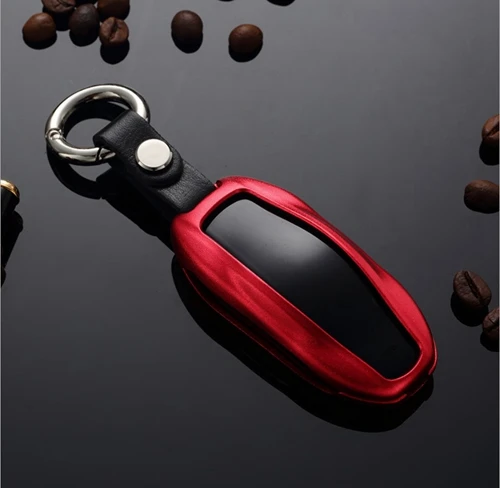 Высокое качество для автомобилей из алюминиевого сплава держатель ключа чехол для Tesla модель 3 модель S брелок Карманный Обложка кошелька протектор - Название цвета: red
