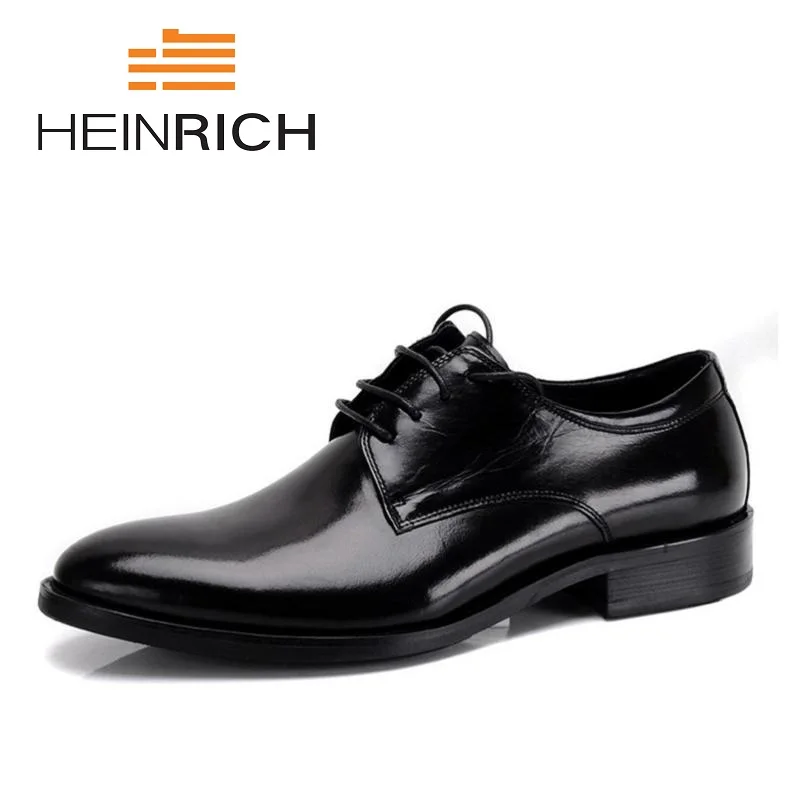 

HEINRICH 2018 New Brand Pointed Toe Men Derby Formal Shoes Top Quality Leather Shoes Men Dress Wedding Shoes Herren Schuhe