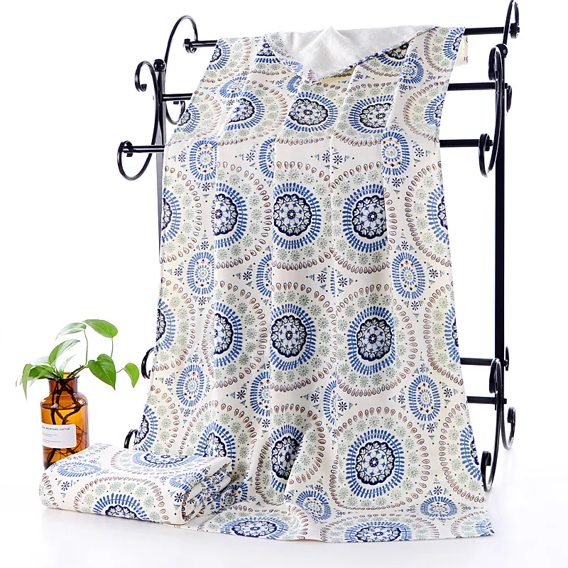

Thicken Round Printing Bath Towel Bamboo Microfiber Soft Antibacterial European and American Style Drop Shipping