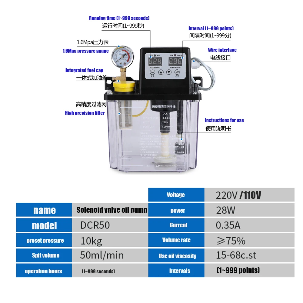 Ceny 1PC 220V 1L 2L 2 litry pompa smarująca automatyczny olej smarowyolej smarowy pompa CNC elektromagnetyczna pompa smarownicza smarownica