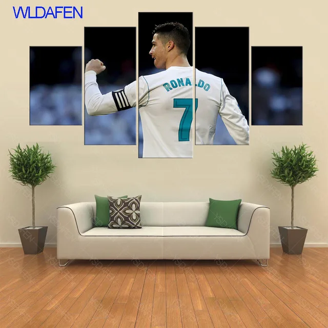 

5 Panel C Ronaldo Real is Madrid Canvas Printed Painting For Living Picture Wall Art HD Decor Modern Artworks Football
