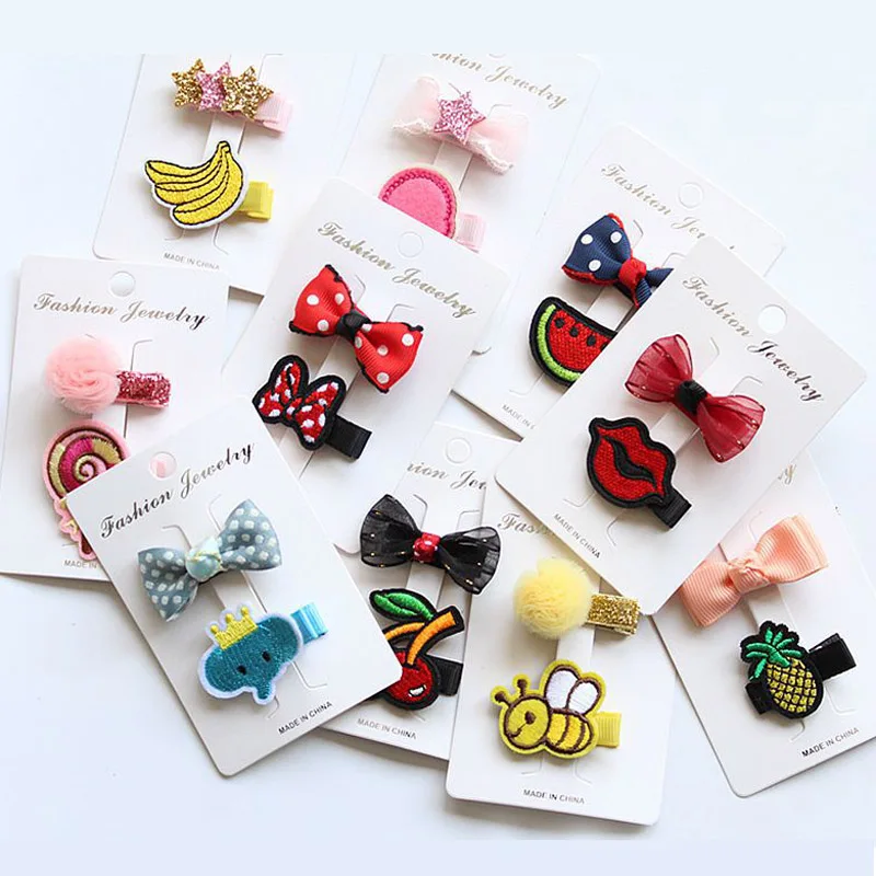 

MIXIU 2pcs/set Cartoon Bowknot handmade Embroidery Hairpins Girls Hair Accessories Kids Barrettes Infants Hair clip Headdress