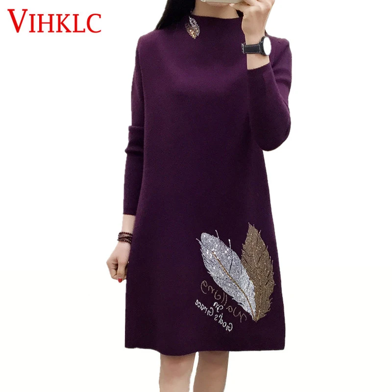 purple sweater dress plus size