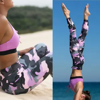 

2018 Women's Casual Long Skinny High Waist Camouflage Pants