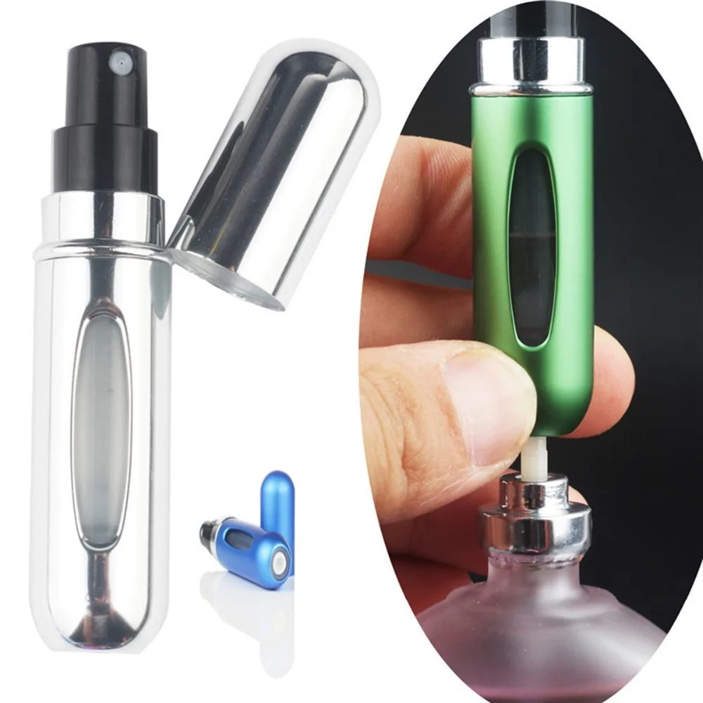 

5ml Portable Travel Aluminum Mini Refillable Perfume Bottle Empty Atomizer Scent Pump Storage Holder Spray Cosmetic Container