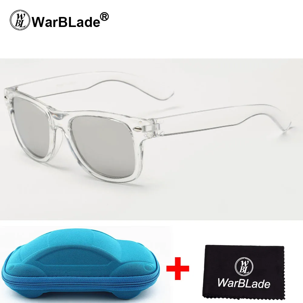 clear silver Детские Подарочные клевые солнцезащитные очки WarBLade для детей, детские солнечные очки для мальчиков, солнцезащитные очки для девочек, защита от УФ 400 - Цвет линз: clear silver