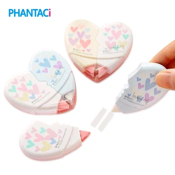 

2 pcs/pair Love Heart Correction Tape Material Escolar Kawaii Stationery Office School Supplies Papelaria 10M