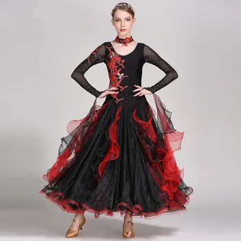 

Women Ballroom Dance Competition Dresses Ladies Modern Waltz Tango Standard Women Dress Vintage Embroidery Dancing Costume
