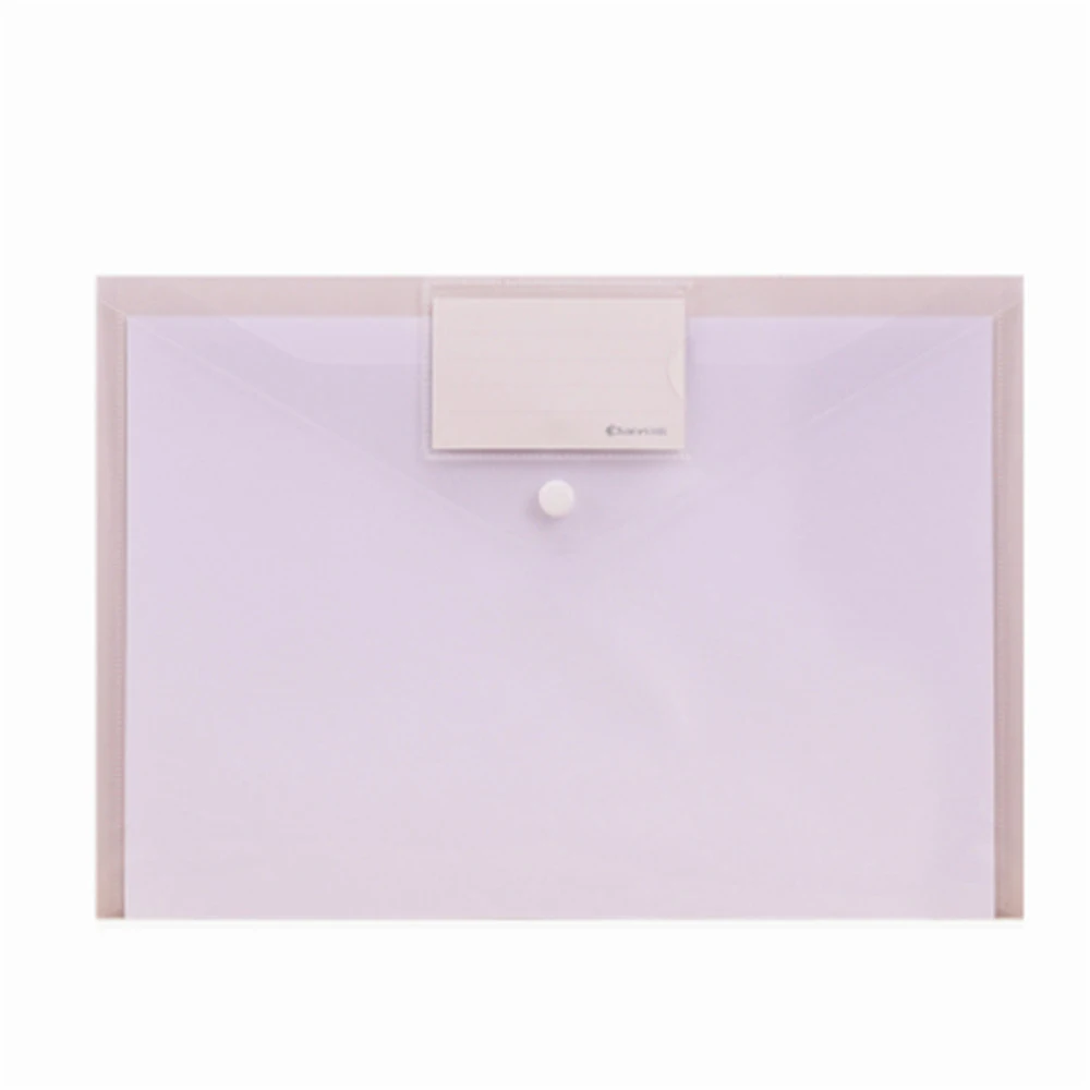 2 шт. цветной прозрачной обуви A4 файл пуговица для сумок закрывающаяся папка сумка офис Пластик папка для документов, большой Ёмкость хранение бумажников - Цвет: white