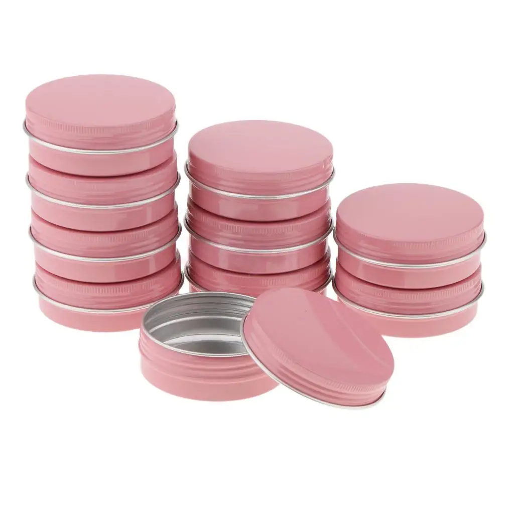 10 шт. 60 мл круглый алюминиевый косметический крем Пустые контейнеры для бальзама для губ жестяная банка с крышкой винта серебро/розовый