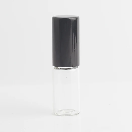 5 палочек 3 мл пустой прозрачный стеклянный ролик эфирного масла нержавеющая сталь металлический шарик для массажа ароматерапия с парфюмом - Цвет: Черный