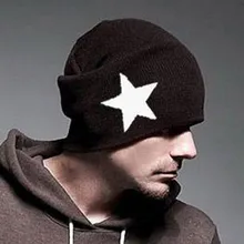 Унисекс осень-зима пятиконечные звезды шапки свободные неосновные шапки вязаные шапки пара шерстяные шапки