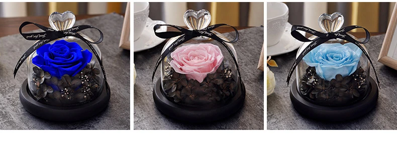 Beauty beast eternal flower gift box glass cover rose DIY Christmas gift birthday gift for girlfriend wedding souvenir