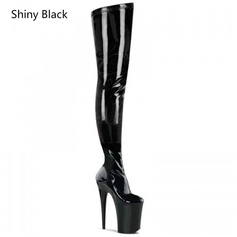 3 Colors Fashion Women Platform Pumps Long Boots Sexy PU Leather High
