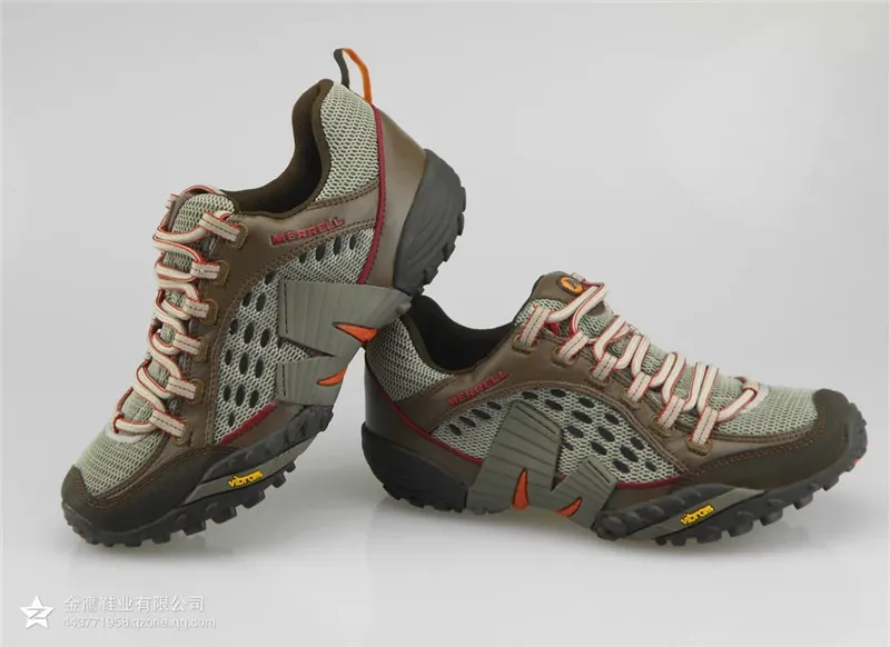 Новое поступление Merrell Мужская Уличная походная обувь, коричневая кожа с сетчатым верхом