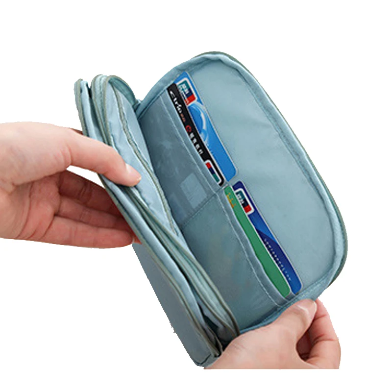 Travel Double-decker Document Bag Travel Passport Wallet Multi-function Used To Store ID Card,Charger , Cosmetics Organizer Bag