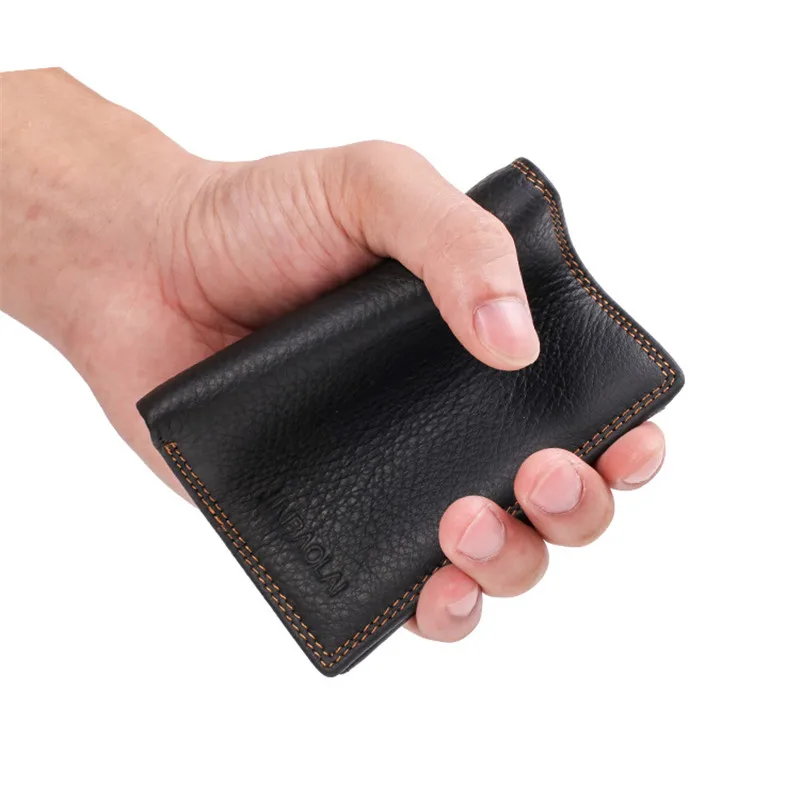 

JINBAOLAI Genuine Leather Men Wallets Card holder Note Compartment Short Wallets Solid High Quality Brand Wallets For Men