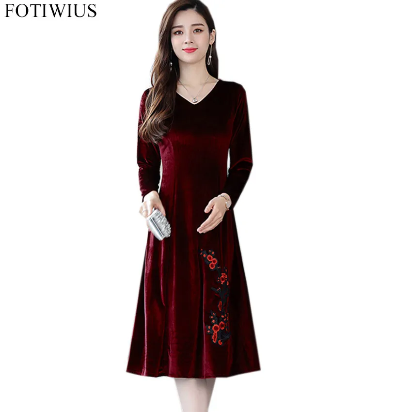 Buy 2018 Winter Dress Ladies Vintage Floral Embroidery