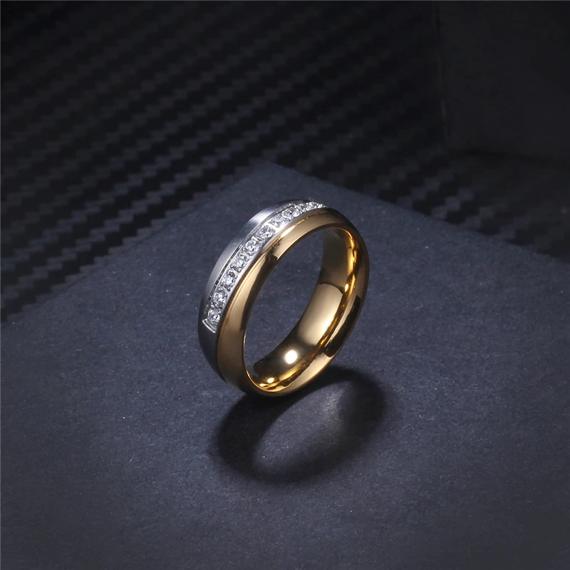 Его и Ее обручальное кольцо из нержавеющей стали 316L, кольца для пар 6 мм для мужчин и женщин, набор каналов, CZ камень, Свадебный перстень