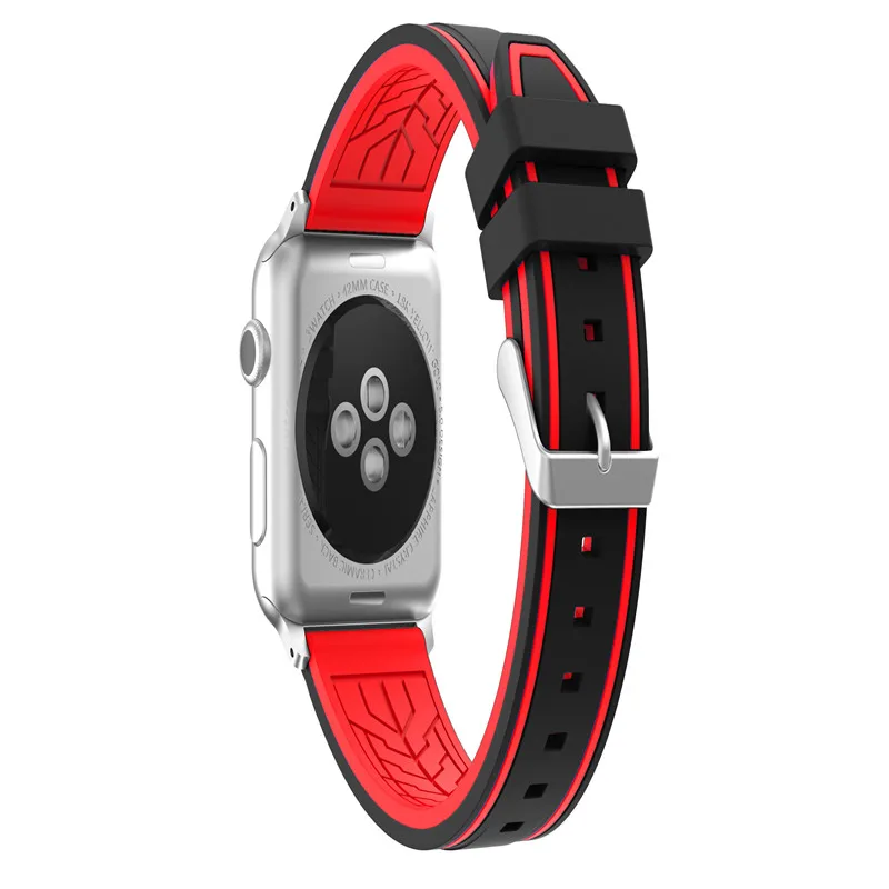 Спортивный силиконовый ремешок для Apple Watch Band 44/42/40/38 мм цветной мягкий резиновый