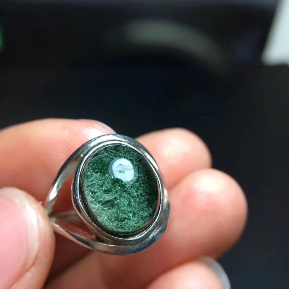 

Adjustable Ring Natural Green Phantom Quartz Crystal Woman Man Love Gift 12.1x10mm Clear AAAAA Lucky Stone Fashion Ring Jewelry