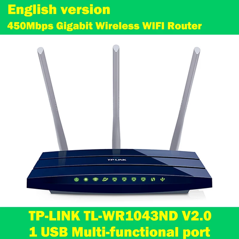 

English firmware TP-LINK TL-WR1043ND 450Mbps 802.11n/g/b Gigabit Wireless wifi Router WI-FI Extender 3*5dBi antenna 1 USB port