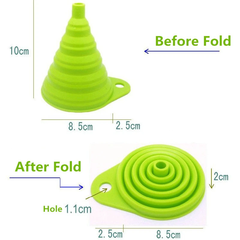 Пищевые для кухни силиконовые складные телескопические шеи Воронка жидкость заполняющая Воронка жидкость эфирное масло наполнение пустая бутылка